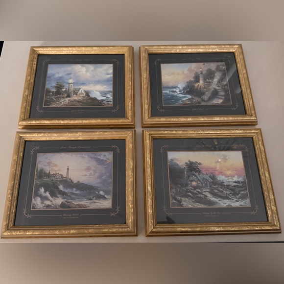 Thomas Kinkade Love By The Sea Collection Four Prints 9” x 8” each frame